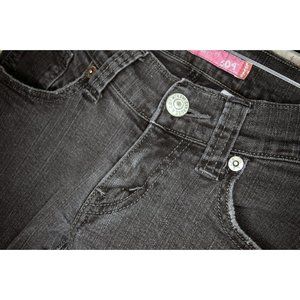 LEVI'S 504 Slouch Straight Black Denim Jeans - Size 1M